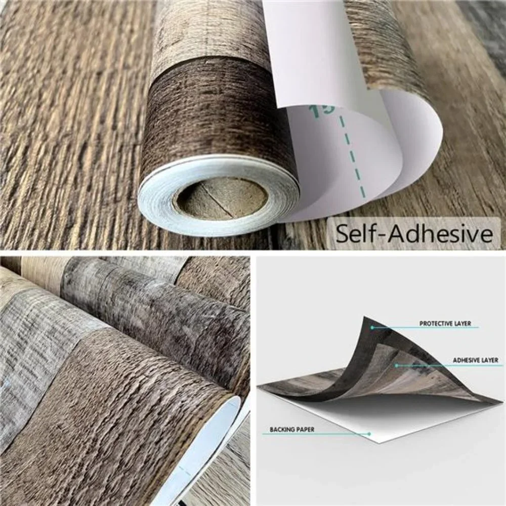 Gray Wood Peel and Stick Wallpaper Wood Plank Wallpaper 17.7inch x 118.1inch